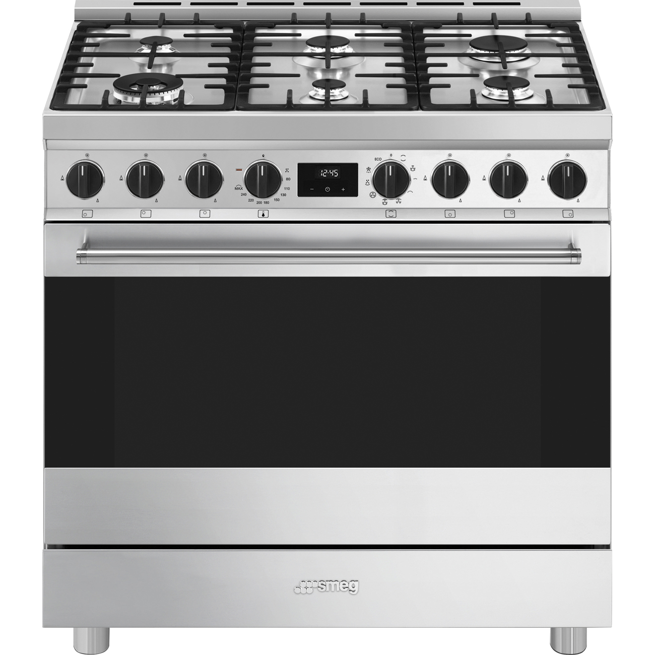 Smeg Classici Sinfonia Gasfornuis B91GMXNLK2, 90cm RVS